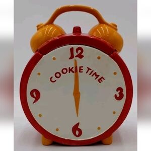 Vintage Cookie Time Cookie Jar Alarm Clock Red White Made In USA 1988.